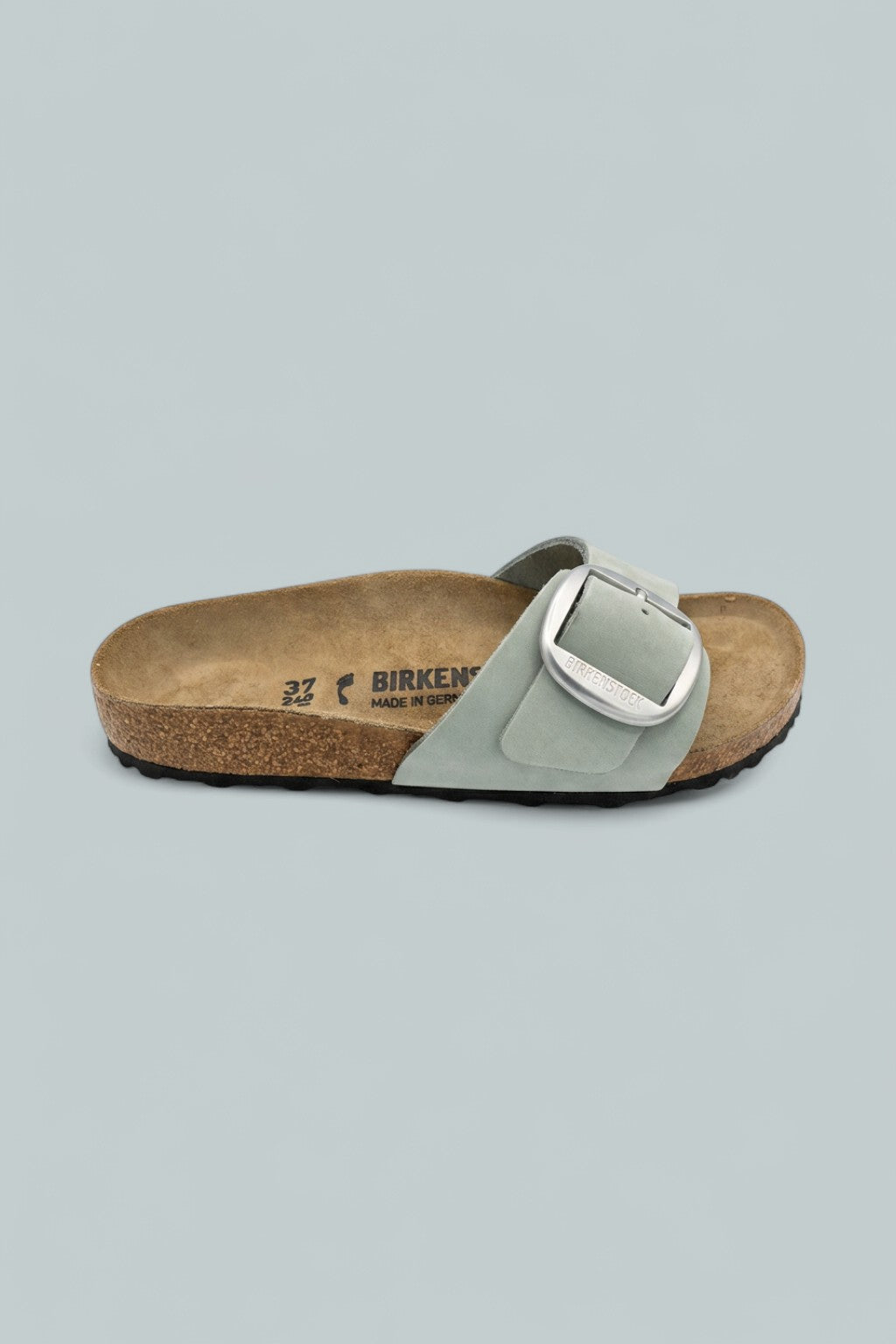 Madrid Big Buckle Nubuck Leather Sandals - Gray