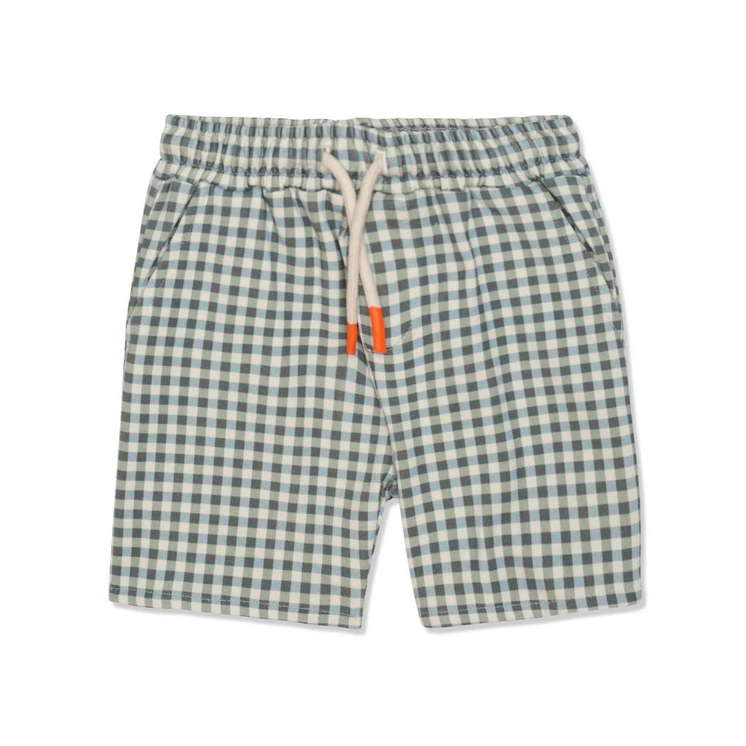 Baby Gingham Kid Shorts - Natural/Faded Denim