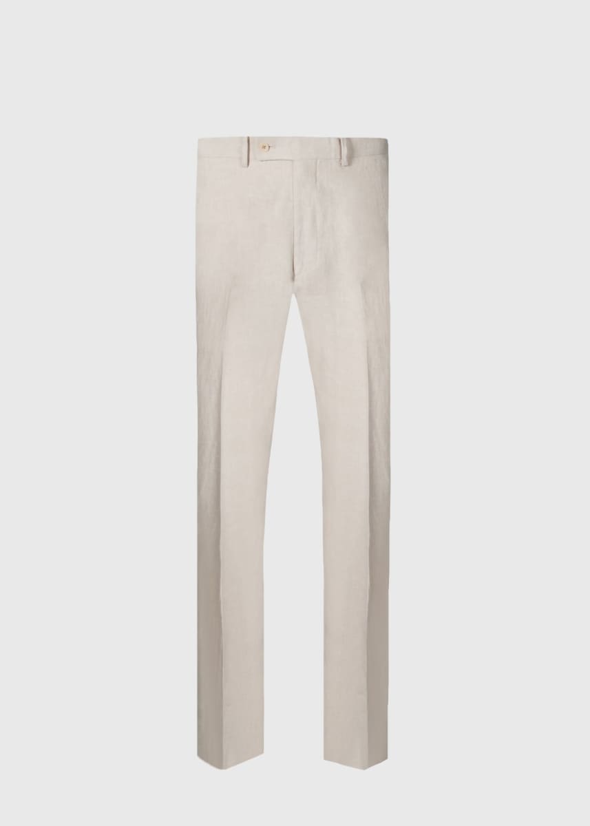 Soft Linen Canvas Dress Trouser - Tan