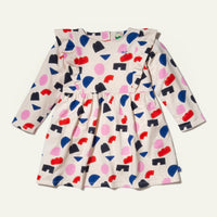 Recycled Cotton Shapes Kid Ruffle Dress - Petal Pink Multi