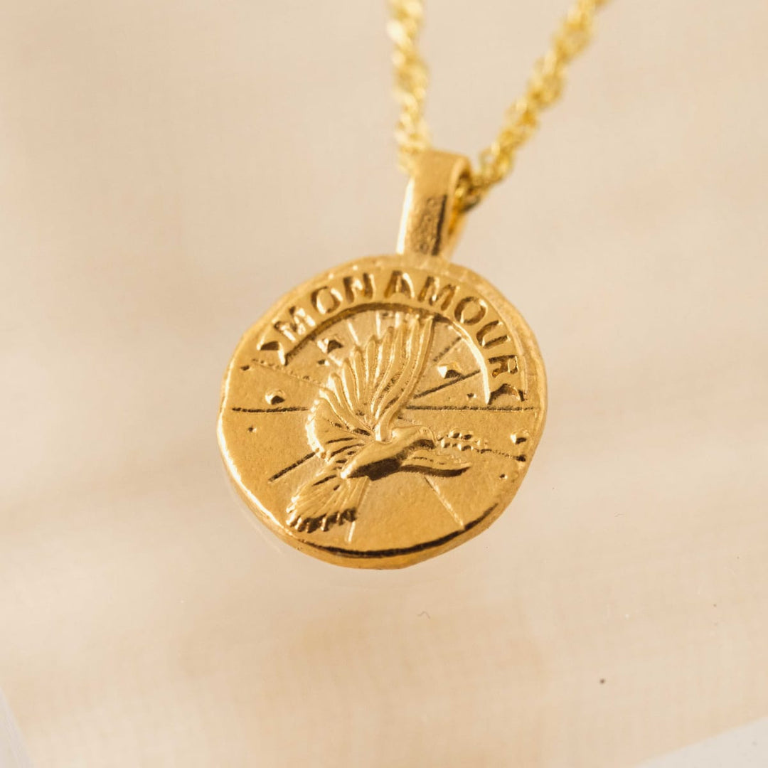 Dove Coin Necklace - Gold