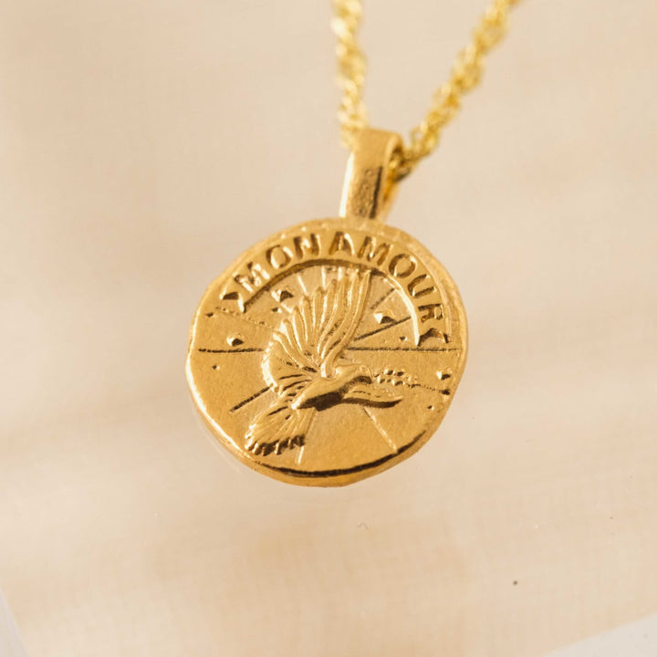 Dove Coin Necklace - Gold