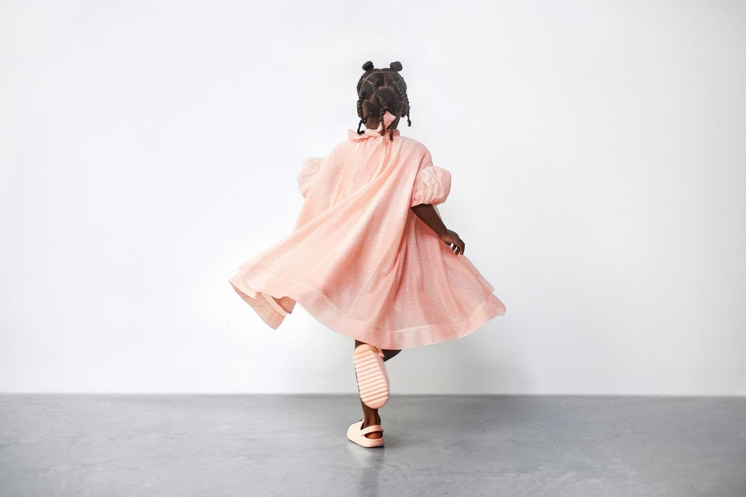 Tent Dress with Puff Sleeves - Pink