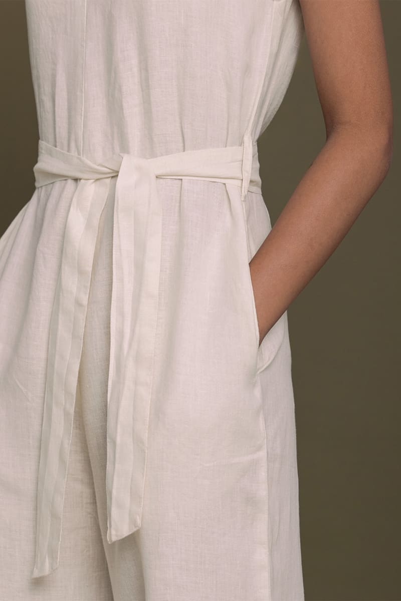 Breakfast In Bed Jumpsuit - Shell Off/White