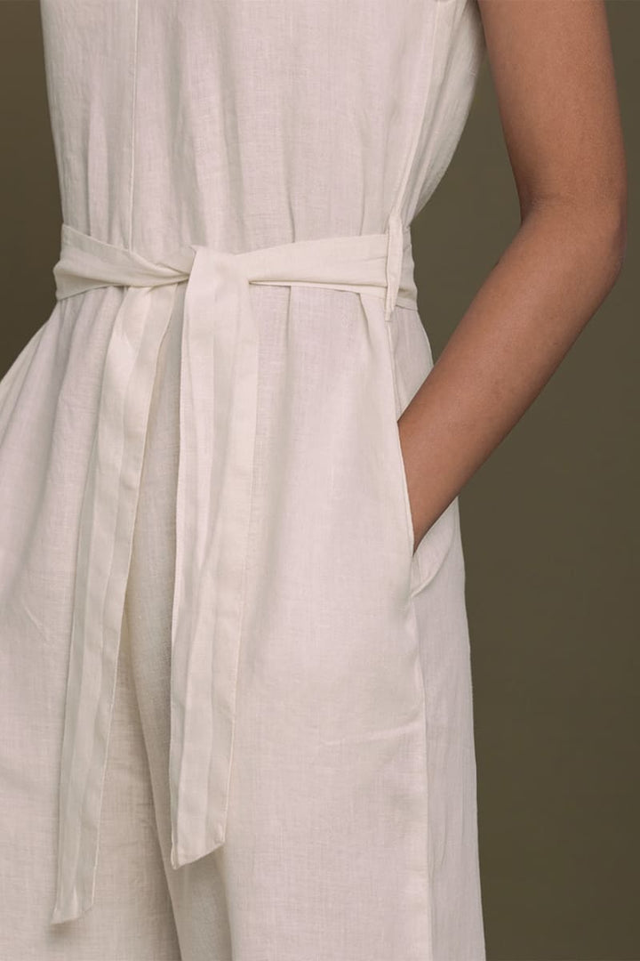 Breakfast In Bed Jumpsuit - Shell Off/White