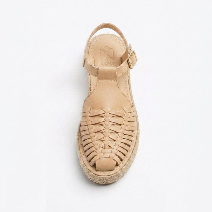 Huarache T-Strap Espadrille Sandal - Almond