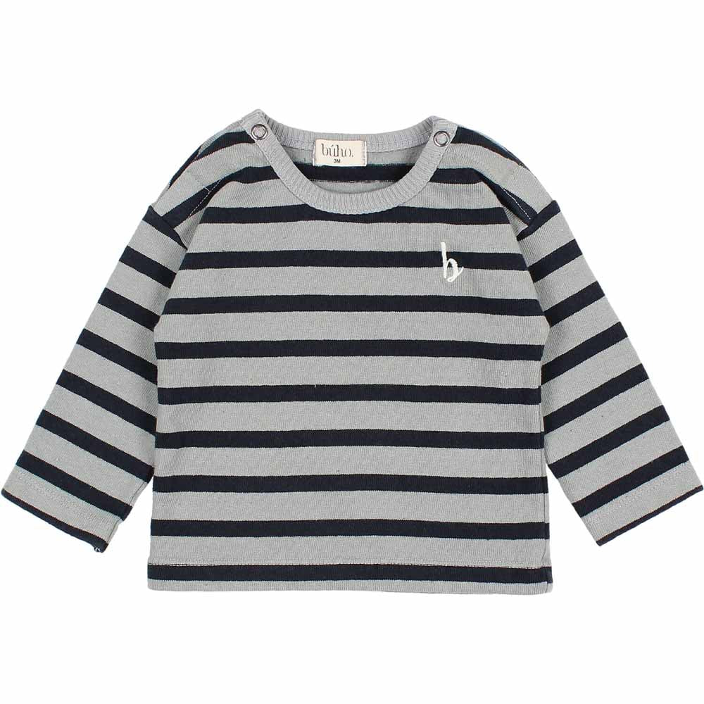 Baby Navy Stripes T-Shirt - Storm Grey