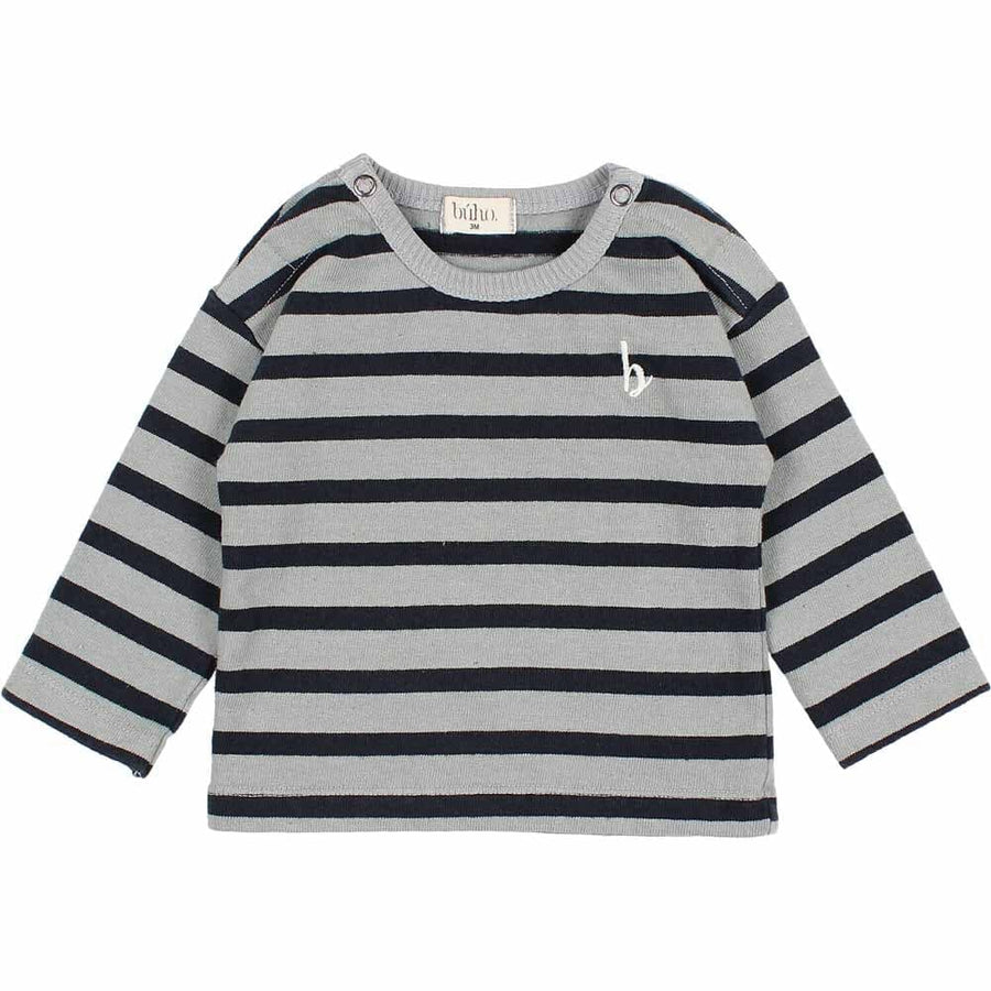 Baby Navy Stripes T-Shirt - Storm Grey T-Shirts Buho 