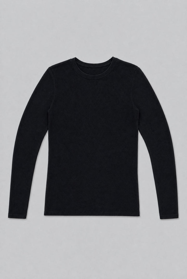 Long Sleeve Crew Neck Tee - Black