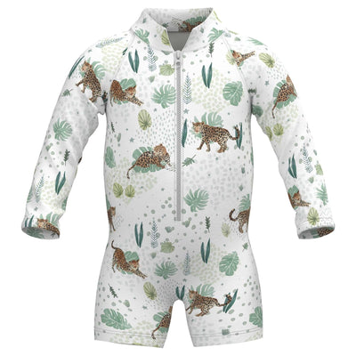 Neutral Zipper Rashguard Romper - Jaguar