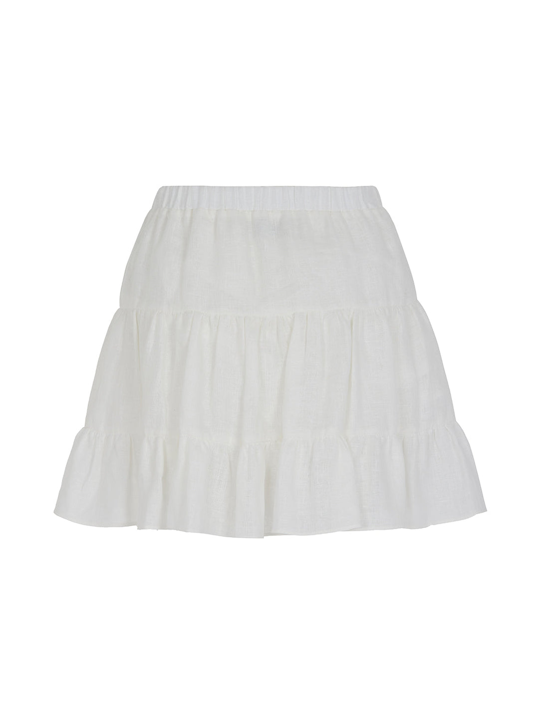 Tiered Mini Linen Skirt - Off-white