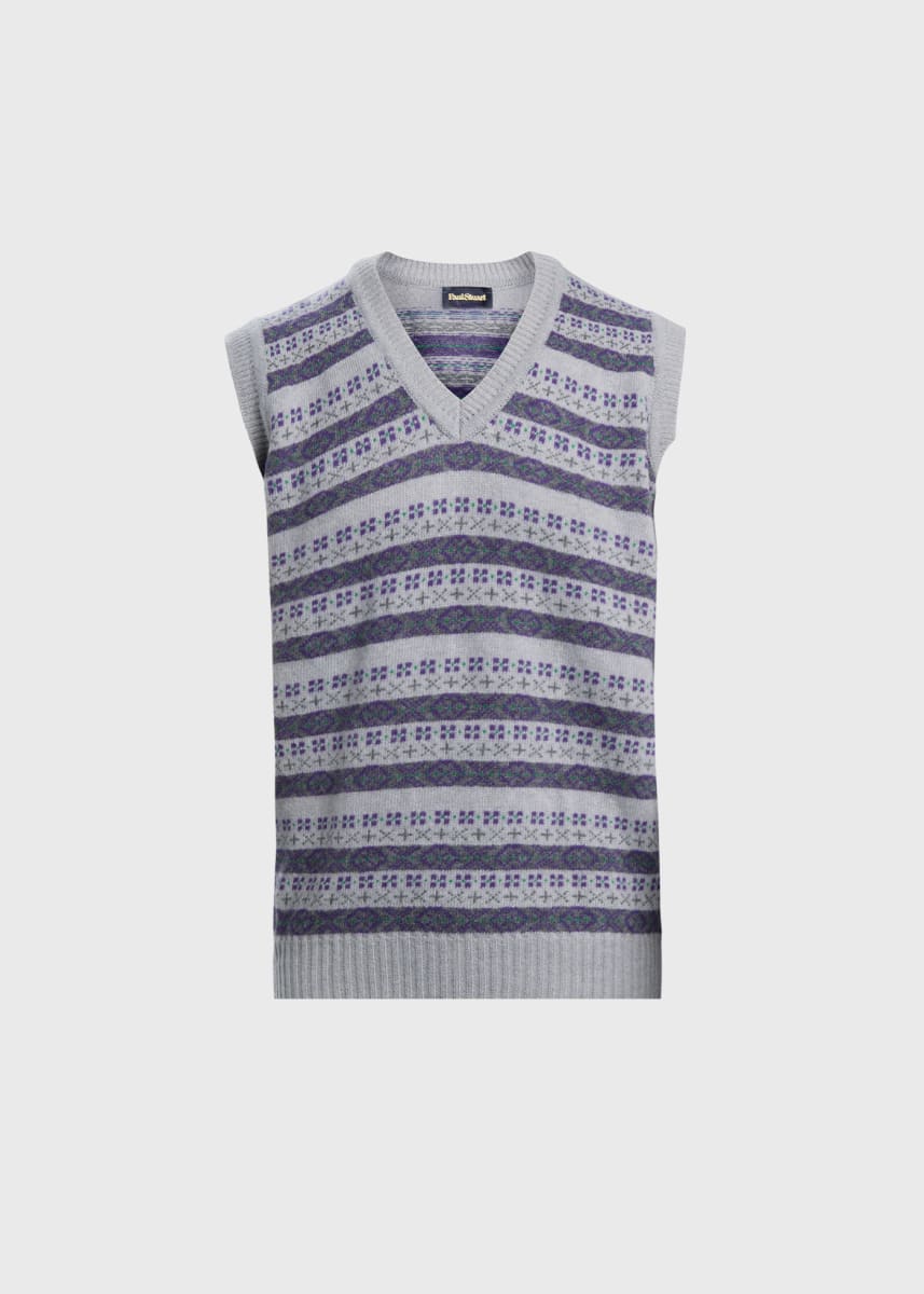 Fair Isle Sweater Vest - Lavender/Multi