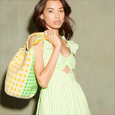 Bucket Bag - Green & Yellow Gingham