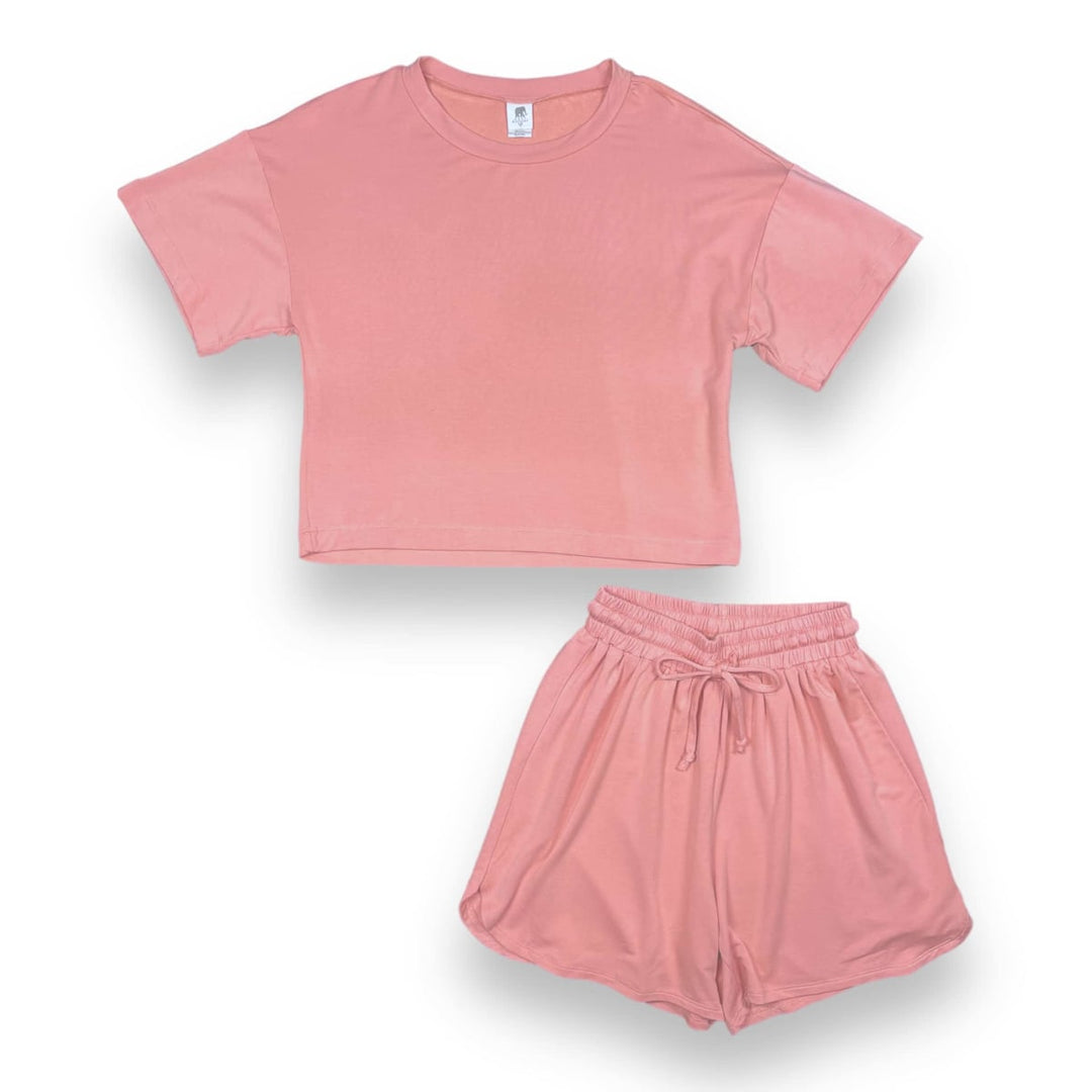 Ladies Shortie Relaxed Lounge Set - Peony
