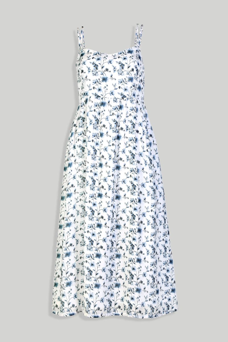 Strappy Gathered Floral Midi Dress - Wisteria Whimsy