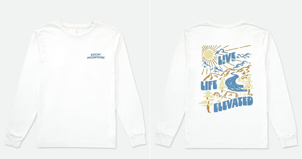 Rocky Mountains Live Life Long Sleeve Tee - White