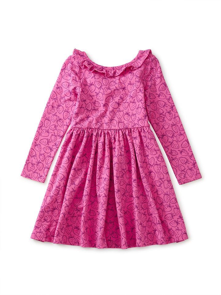 Ruffle Collar Ballet Dress - Tossed Strawberries In Pink