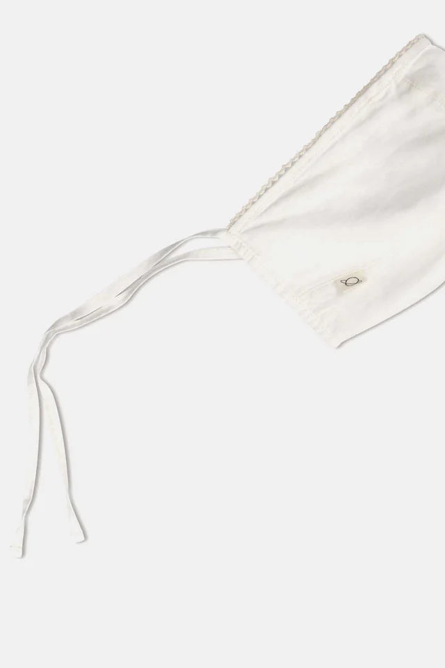 Linen lace baby bonnet - Ivory