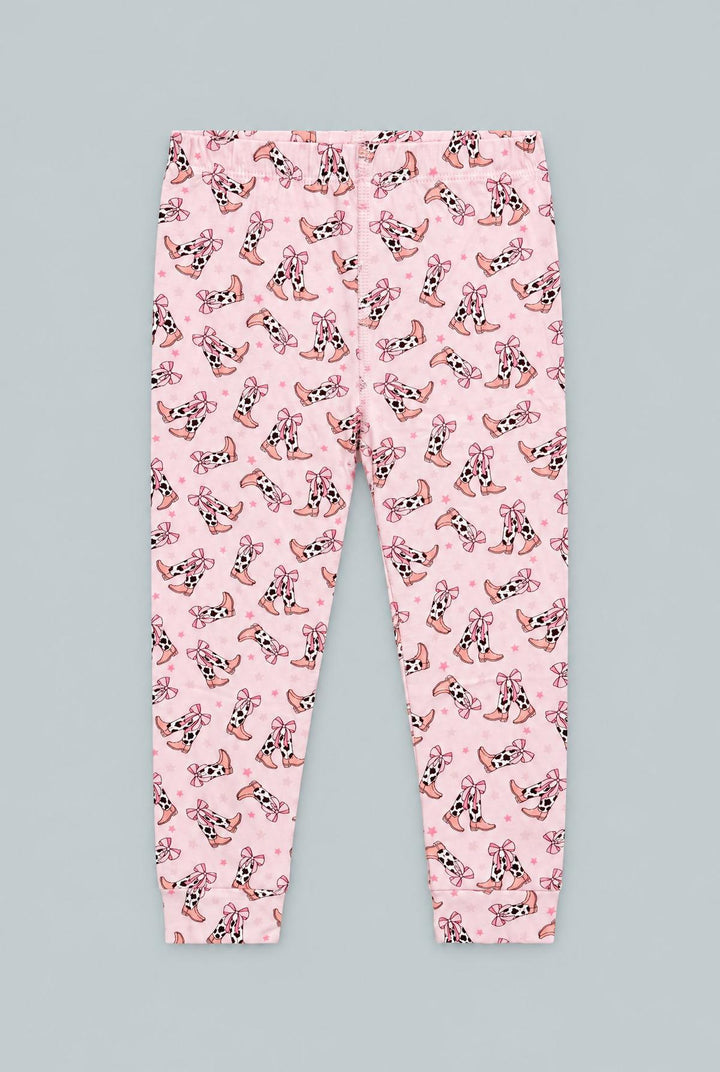 Bows Big Kid Pajama Set - Cowhide Boots