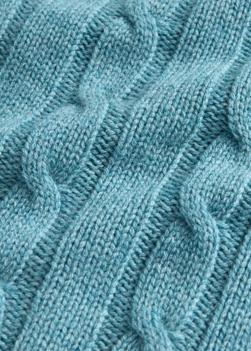 Cashmere Cable Crewneck Pullover - Seafoam Green