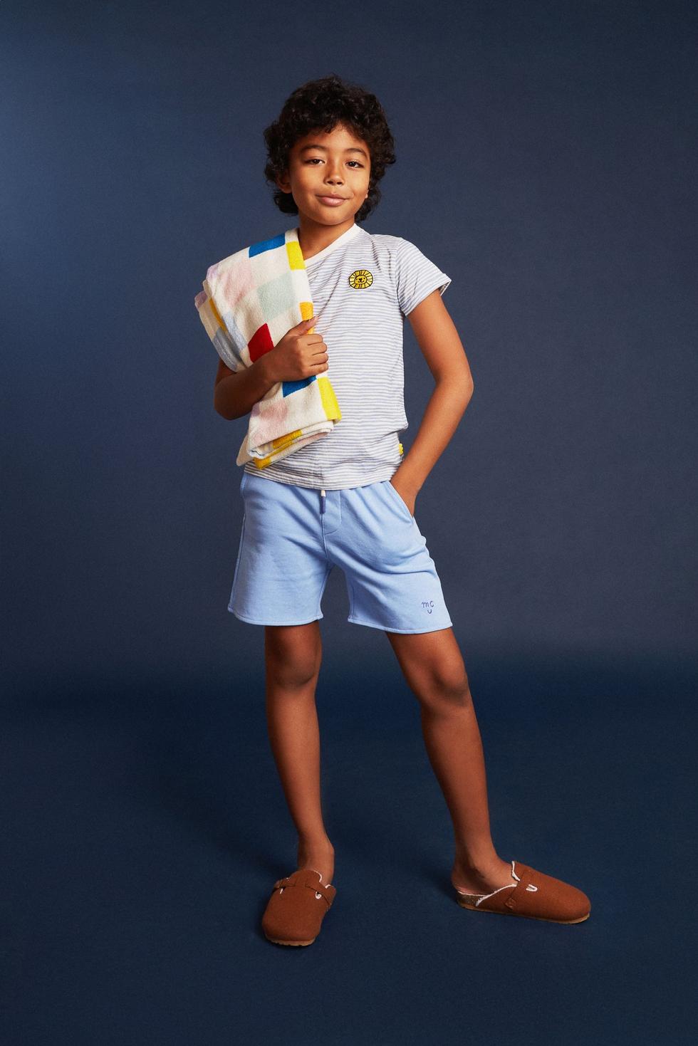 Recycled Cotton Della Kid Shorts - Della Blue