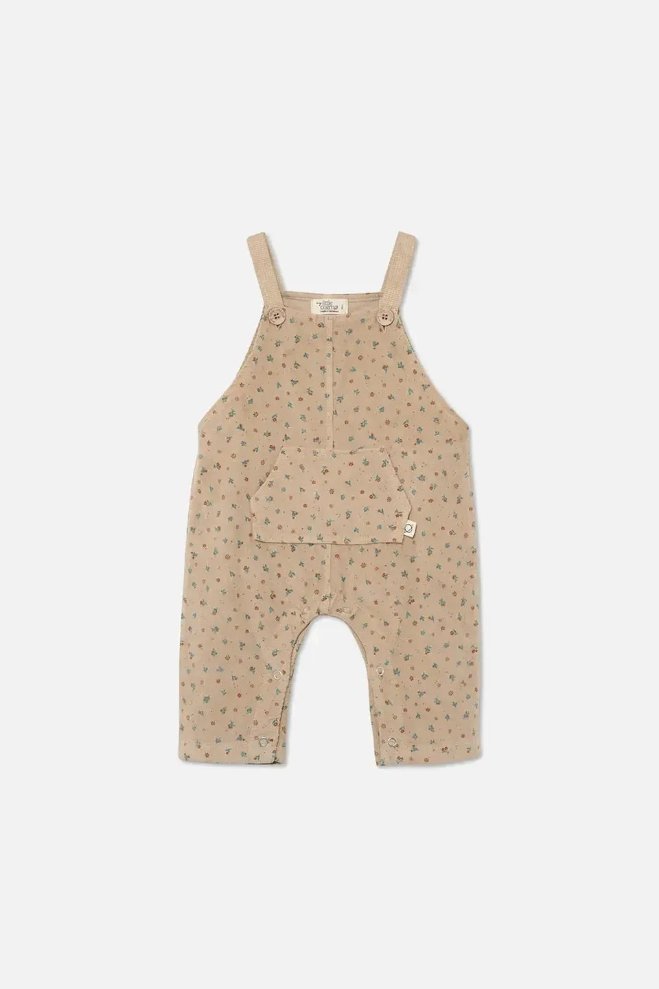 Floral Corduroy Baby Overalls - Beige