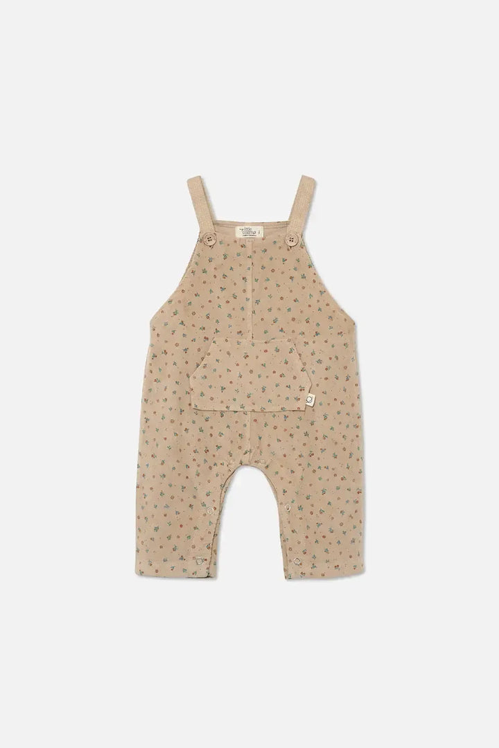 Floral Corduroy Baby Overalls - Beige