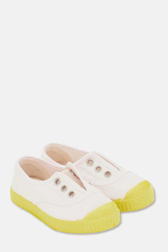 Slip-on vegan baby shoelace sneakers - Pink yellow