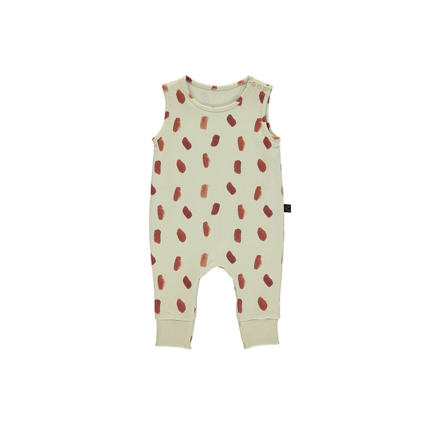 Brick Dot Overall - White/Brown One Pieces Monkind 