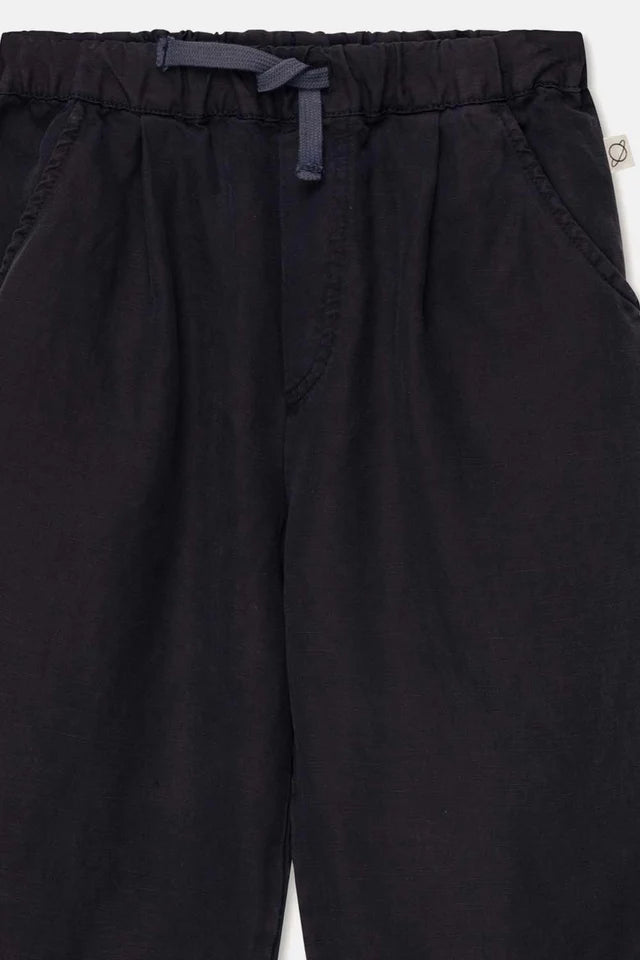Tencel linen capri pants - Dark blue