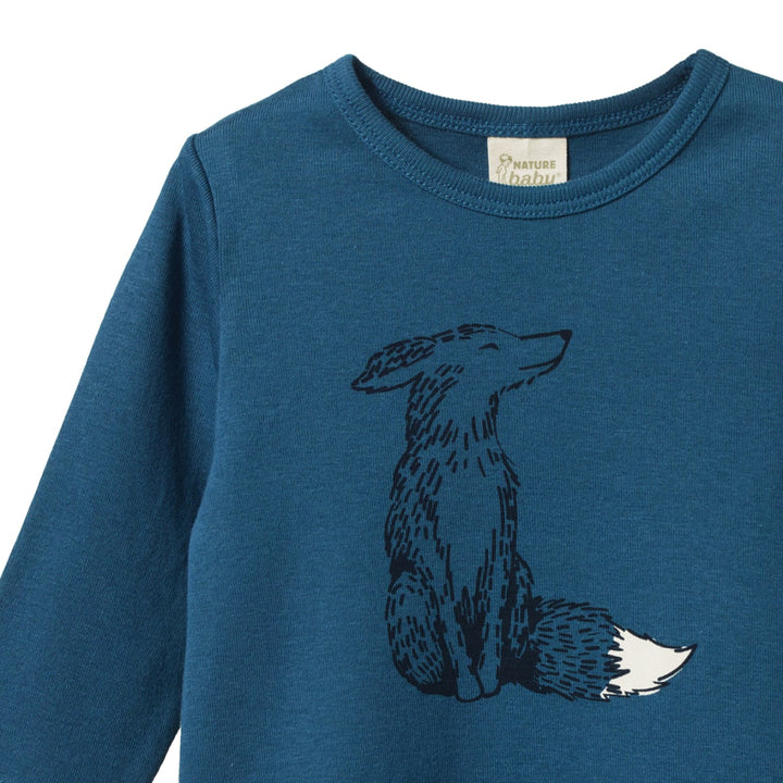 Long Sleeve River Tee - Foxy Teal Print