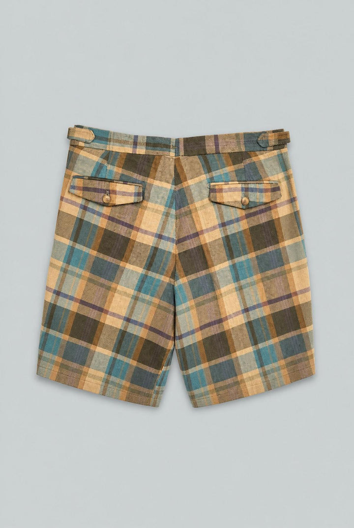 Linen Plaid Dress Walk Shorts - Plaid Blue