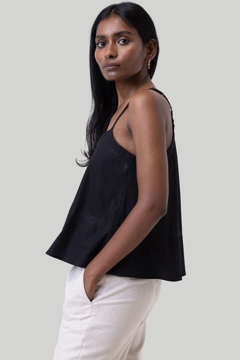 V-Neck Lace Camisole - Black