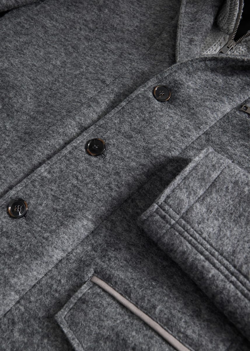 Zip-Up Collar Reversible Jacket - Grey Melange