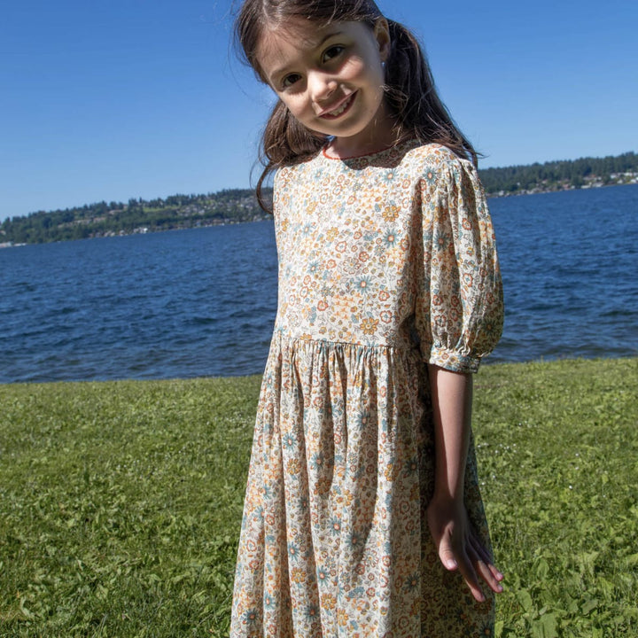 Girls' Short Puff Sleeve Dress - Cottonfield Floral