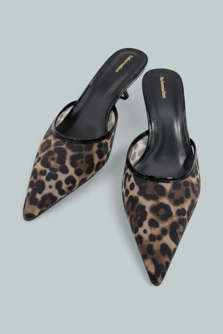 Wilda Kitten Mule - Leopard Mesh