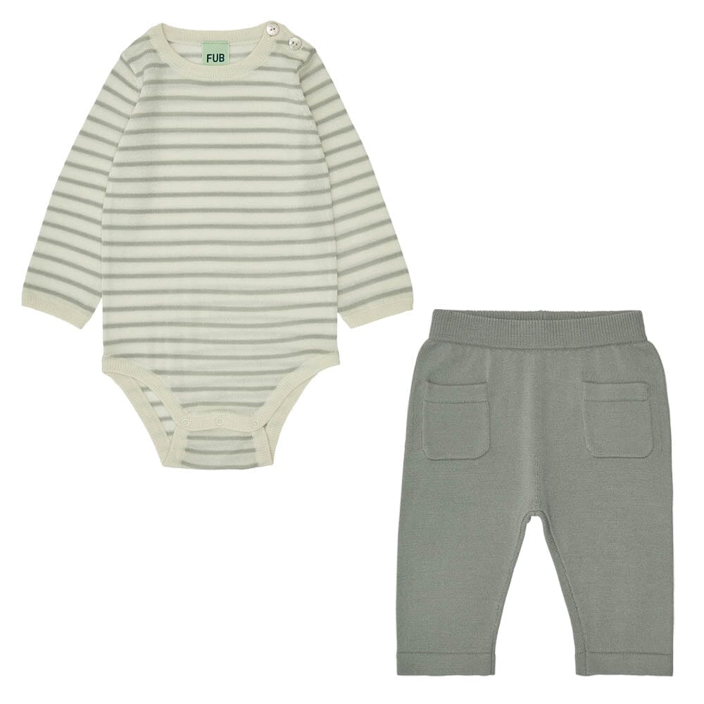 Baby Body & Pants - Ecru/Pale Sage