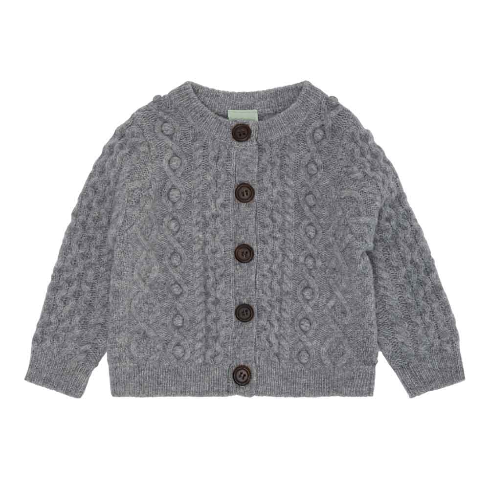 Baby Lambswool Cardigan - Grey Melange Sweaters FUB 
