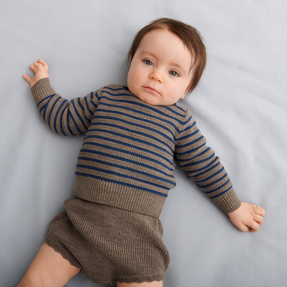 Baby Sweater - Beige Melange/Teal Sweaters FUB 