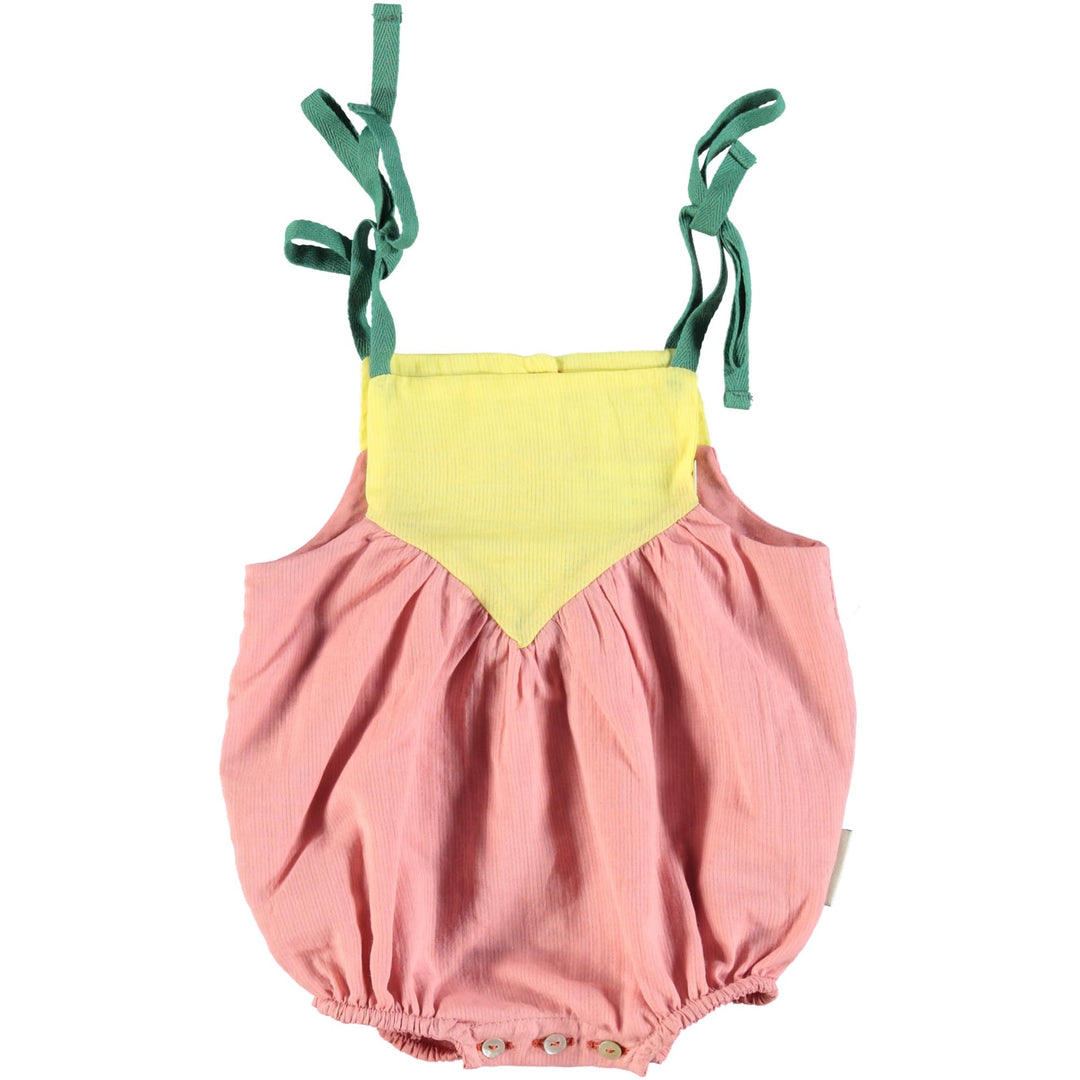 Baby Tri-Color Romper - Pink, Yellow & Green