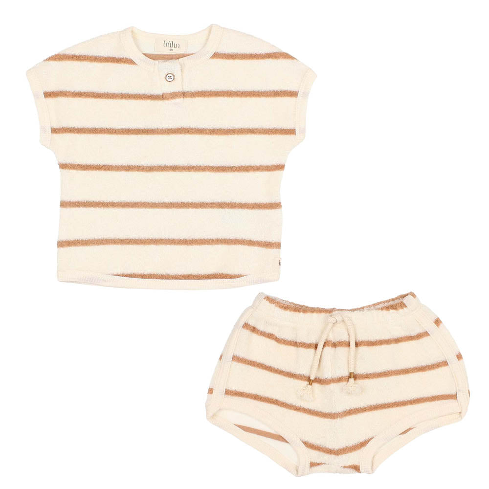 Baby Terry Cloth Set - Stripes Ecru