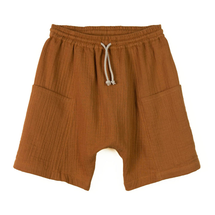 Baggy Bermuda Shorts with Deep Pocket - Brown