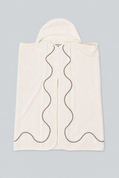 Wavy Embroidered Hooded Towel - Ivory