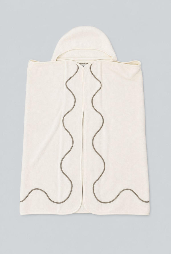 Wavy Embroidered Hooded Towel - Ivory