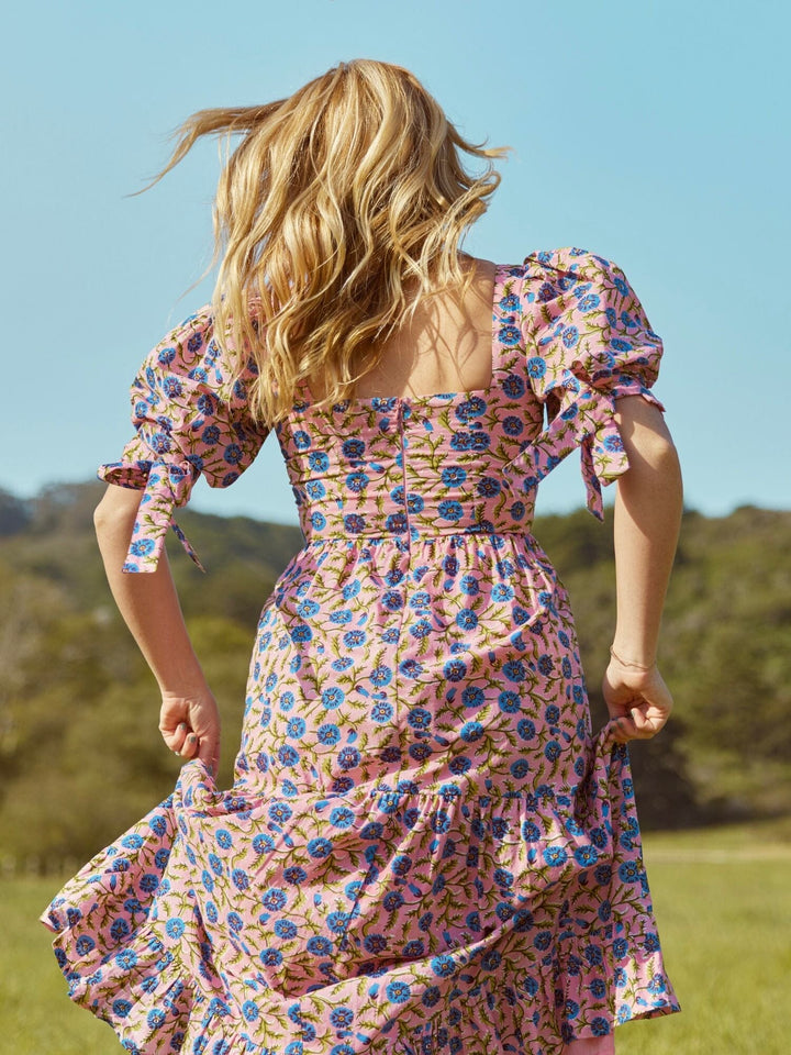 Barbara Maxi Dress - Pale Magenta & Indigo Floral Dresses + Skirts Eddy 