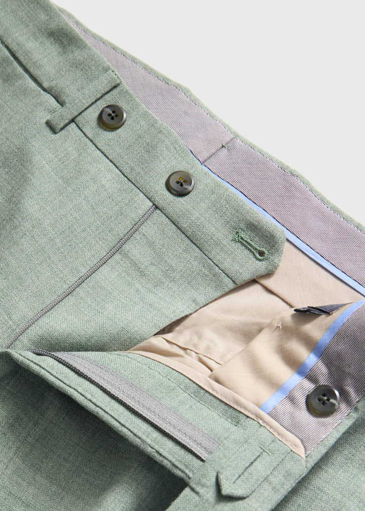 Wool Hopsack Solid Dress Trouser - Sage