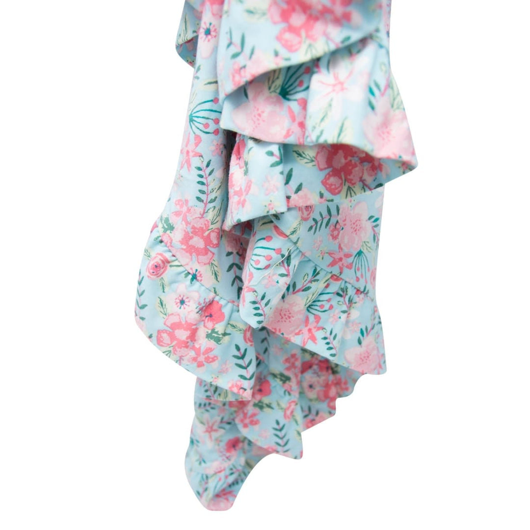 Ruffle Blanket - Aqua Floral