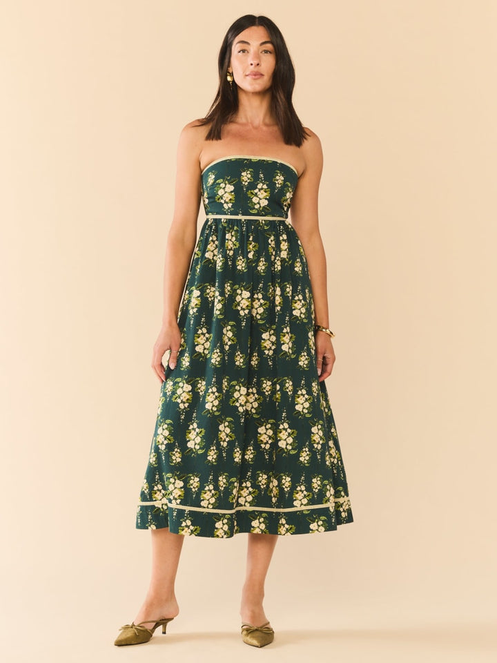 Mimi Dress x McKenzie DePinto - Deep Green With Cream Larsen Floral
