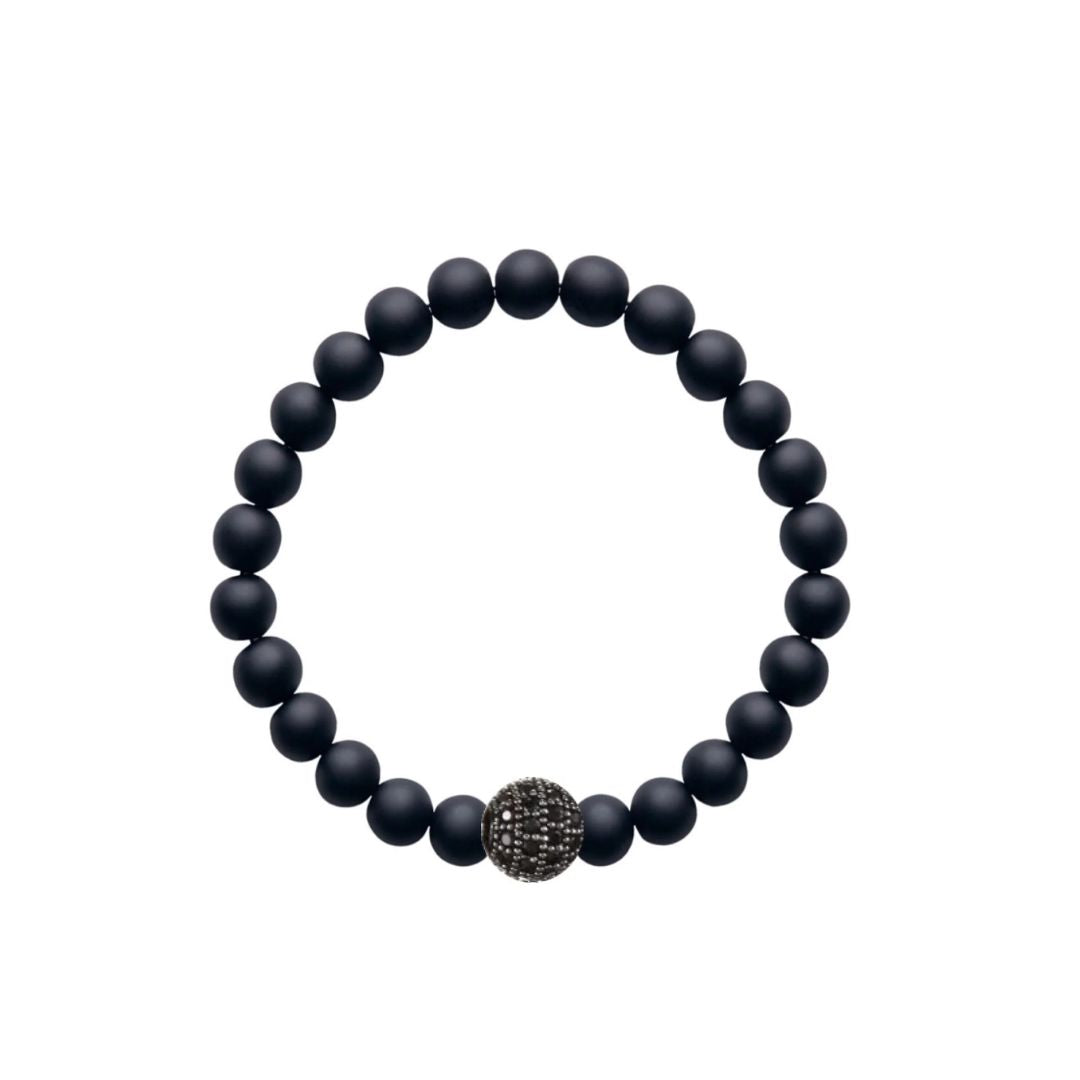 Black plated Onyx & Pave Modern Bracelet -  - FINAL SALE