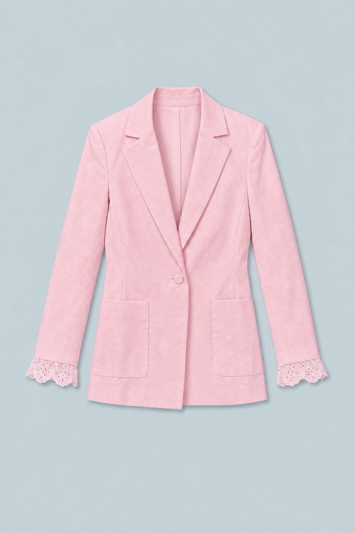 Blazer With Eyelet Cuffs - Pink